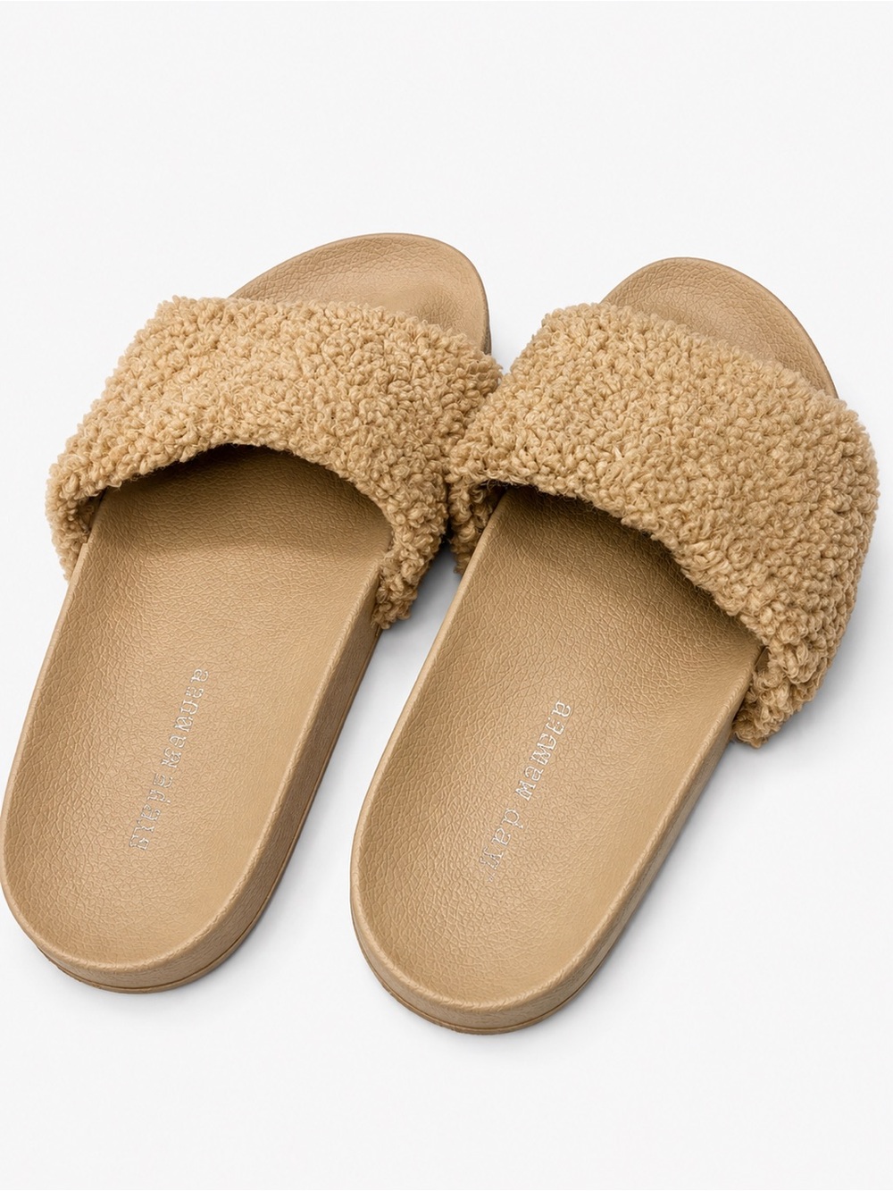 Steve Madden Teddy Sherpa Slide Sandals - Tan